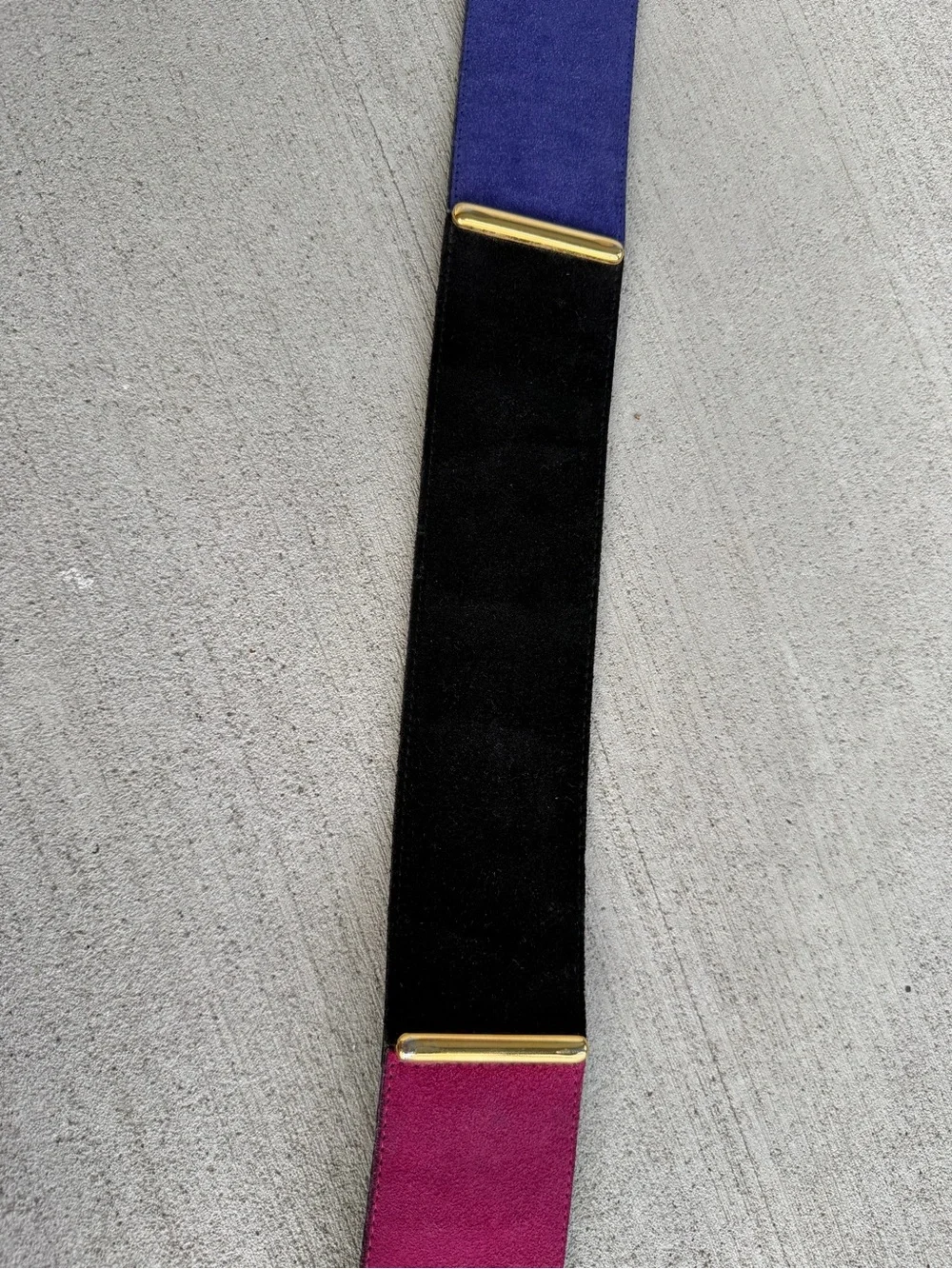 Vintage The Limited Genuine Leather Colorblock Suede Wide Belt Gold Tone Buckle